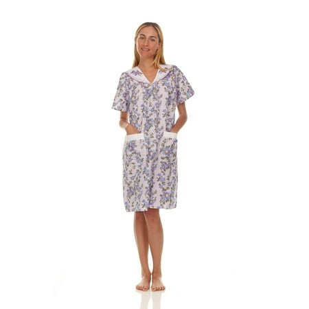 

Lati Fashion Women Snaps Front Duster Short Sleeve Female Nightgowns & Sleepshirts Purple Size Large