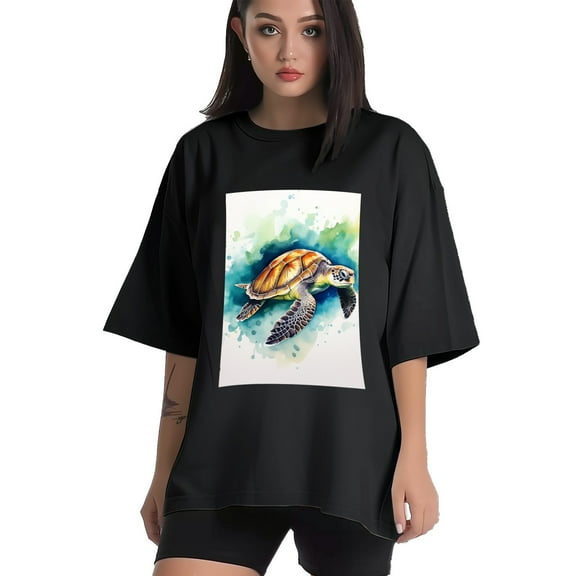 Plus Size Shirt for Women Black Tops for Women Short Sleeves Shirt for Women Turtle T Shirt Crewneck Shirt for Women XS