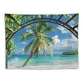 thumbnail image 5 of Creowell  Beach Decor Tapestry Ocean Sea Tropical Island Palm Tree Scenic View From Window Summer Tropical Scenery Wall Hanging Nature Tapestry For Bedroom Living Room Dorm 40x30inch, 5 of 6