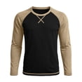 thumbnail image 3 of Raglan Shirts for Men Colorblock Pullover Casual Long Sleeve Tops Crewneck Fall Spring Winter Basic Tees (XL, Black), 3 of 8