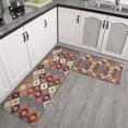 thumbnail image 2 of Orange Ethnic Rhombus Pattern Kitchen Rugs Sets Of 2,Anti Fatigue Kitchen Mat Rugs Non Slip Washable,Decorative Kitchen Floor Mats for Kitchen,Sink,Laundry,17"x30"+17"x47", 2 of 7