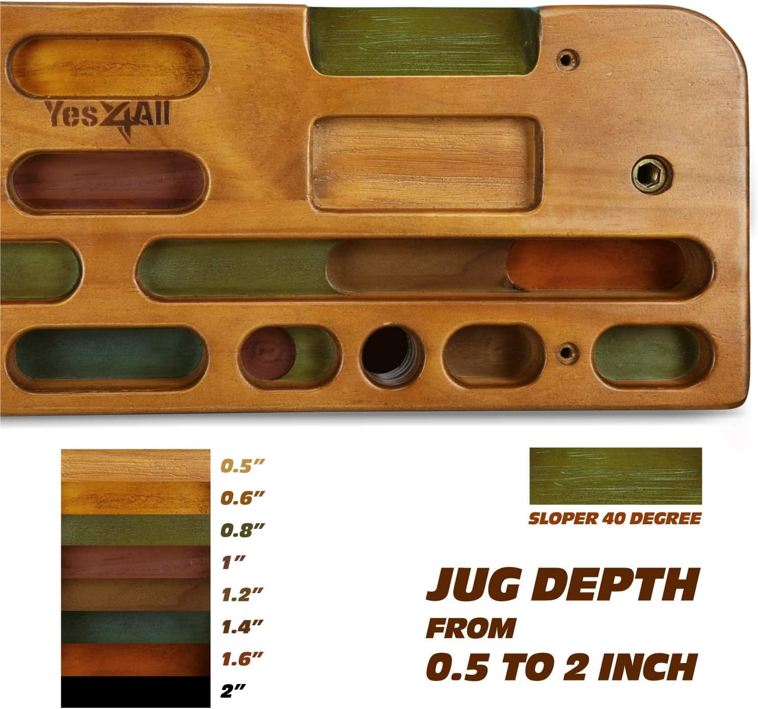 Yes4All Premium Wooden Climbing Fingerboard, Espresso Color