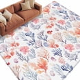 thumbnail image 2 of Summer Washable Living Room Rugs 6'x9', Retro Red Blue Watercolor Ocean Coral Fish Low Pile Throw Large Area Rug Non-Slip Sturdy Edge Binding Carpet for Dining Room Kitchen Office, 2 of 9