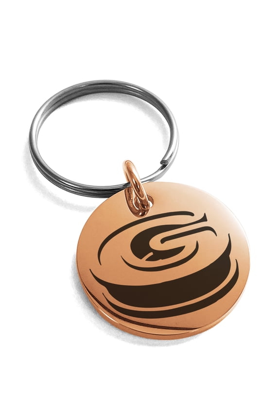 Stainless Steel Letter G Initial 3D Monogram Engraved Small Medallion Circle Charm Keychain Keyring
