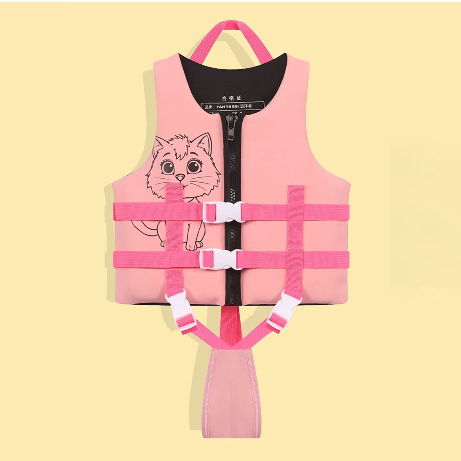 Toddler Swim Vest Life Jacket High Buoyancy Swimsuit Cat Pattern Gear For Rafting Surfing Anti Drowning Training Vest Life Vest For Kids Pink 5 Y-7 Y