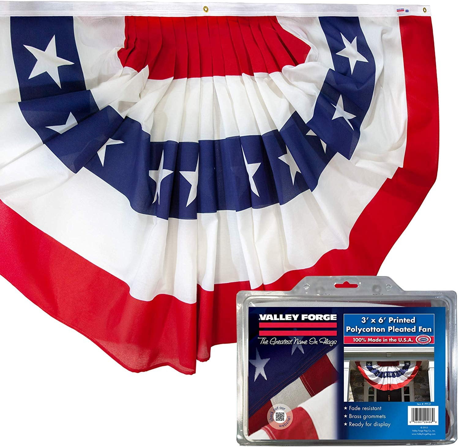 12 Pack 3x6 USA American 3'x6' 210D Nylon Embroidered Fan Flag Banner Bunting 
