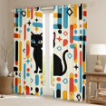 thumbnail image 2 of Manfei Mid Century Black Cat Blackout Curtains, Boho Rectangle Window Curtains Pack of 2 (38x45 Each), Cream Red Blue, 2 of 6