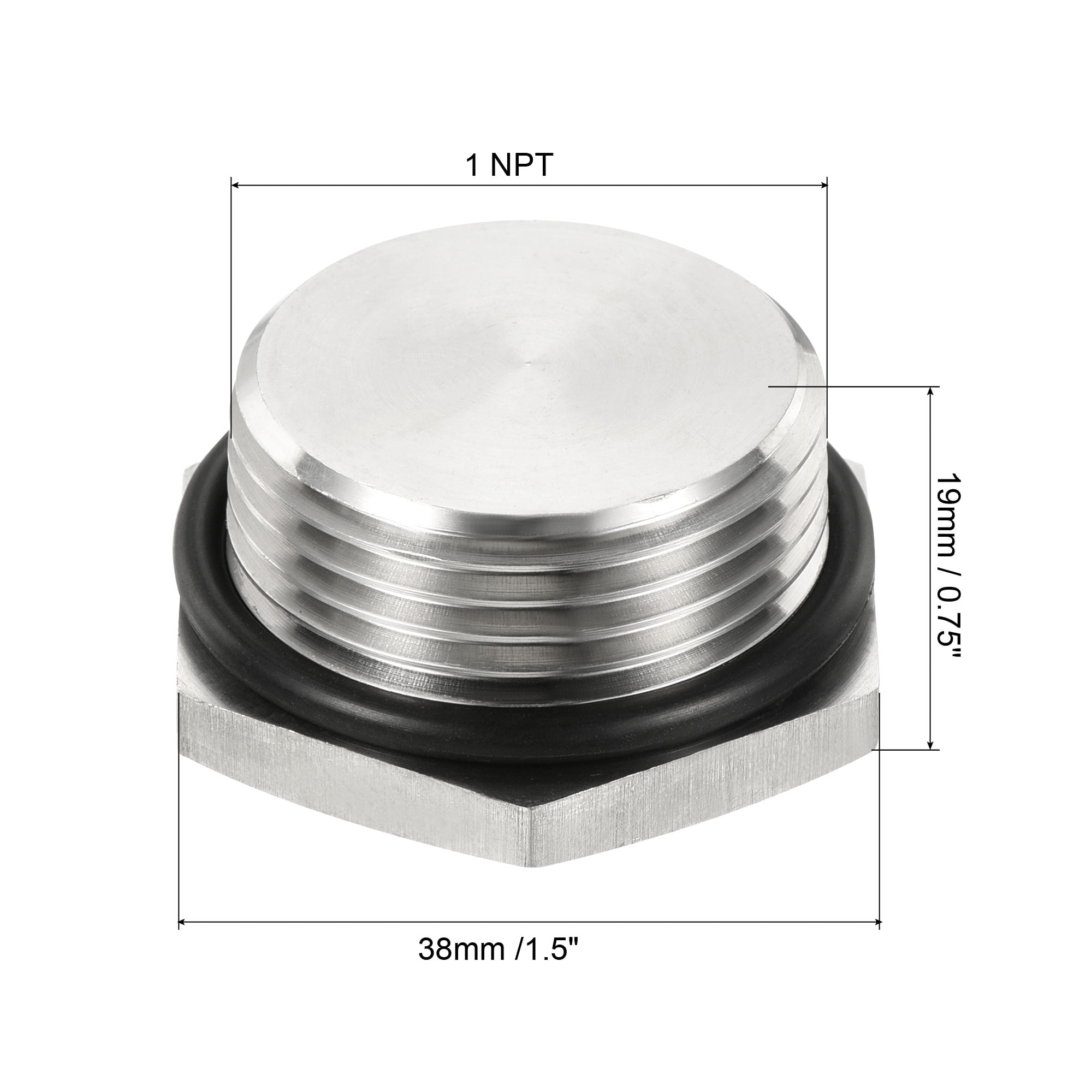 Unique Bargains Male Plug Stainless Steel Thread Hex Head Socket Pipe Fitting 1 38x19mm