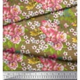 thumbnail image 3 of Soimoi polyester Crepe Fabric Leaves & Peony Floral Printed Fabric 1 Yard 42 Inch Wide, 3 of 3