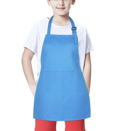 

Children Aprons Cooking Solid Color Chef Apron Cotton Chef Apron Children S Artist Apron for Classroom and Kitchen Green