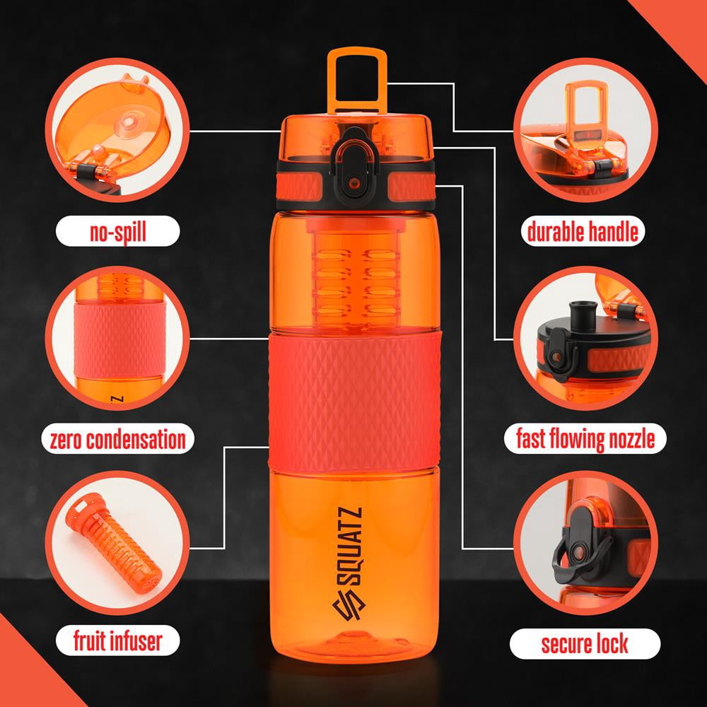Squatz 24 Oz Poseidon Series Sports Water Bottle Premium Quality Wide Mouth Gym Juice Protein Flask