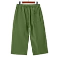 thumbnail image 3 of Dwellite Women's Capri Pants High Waisted Drawstring Palazzo Cropped Pants Summer Casual Trousers with Pockets Green L, 3 of 4