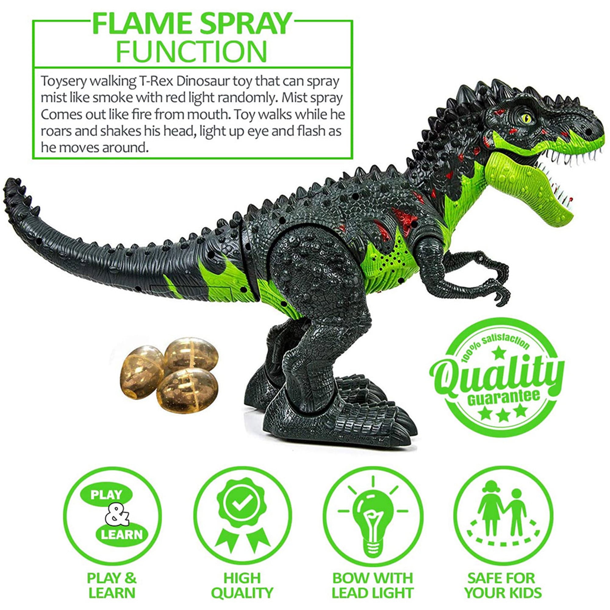 Tuko Jurassic World Dinosaur Toys LED Light Up Walking and Roaring Realistic T Rex Dinosaur Toys for 3-12 Years Old Boys and Girls 