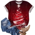 thumbnail image 5 of larppty Christmas Tshirts for Women 2025 Christmas Shirts Xmas Holiday Party Short Sleeve Pullover Tops (Red, XL), 5 of 7