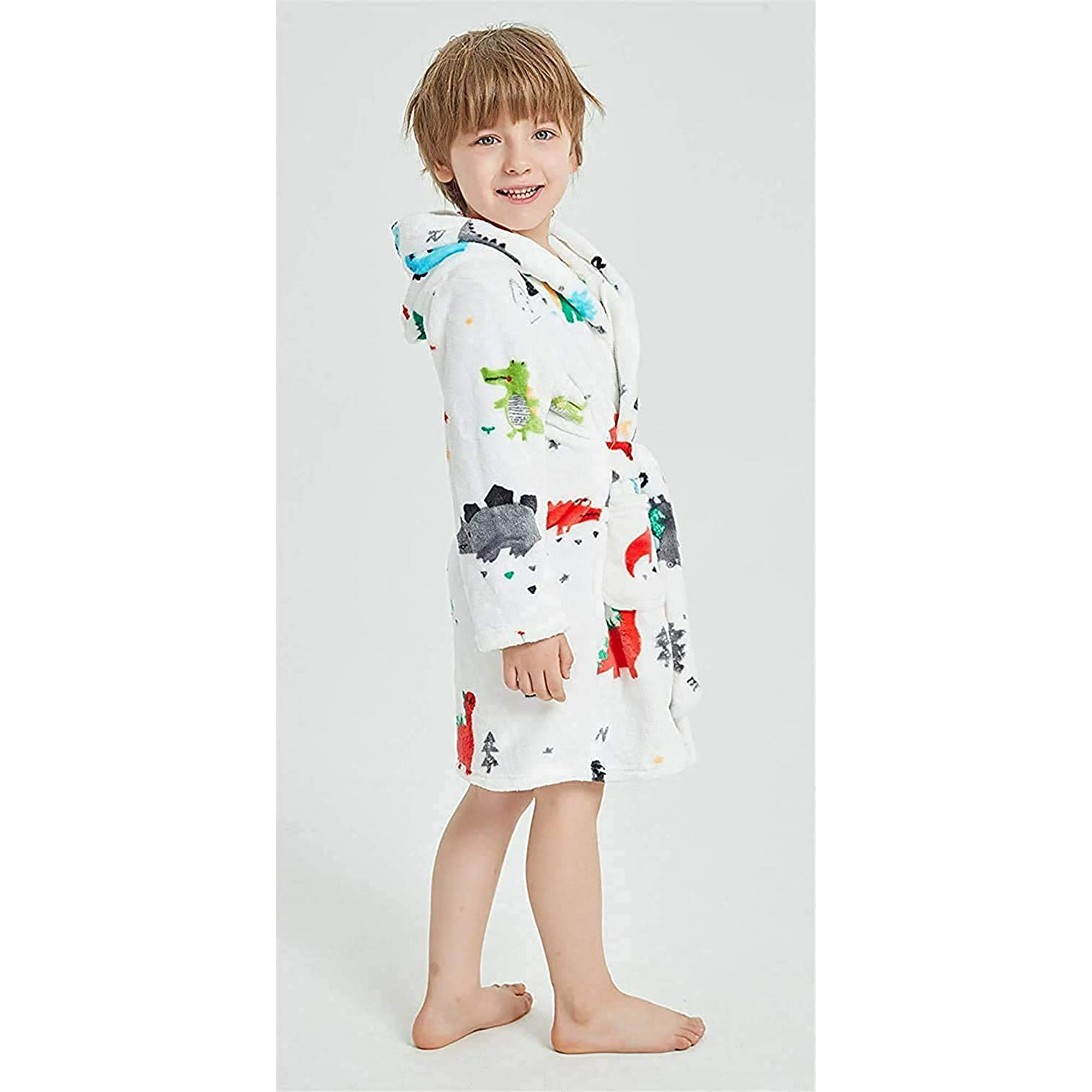 Kids Robe Boys Hooded Fleece Sleep Robe Cotton Towel Animal Soft Bathrobe 2 13 Year