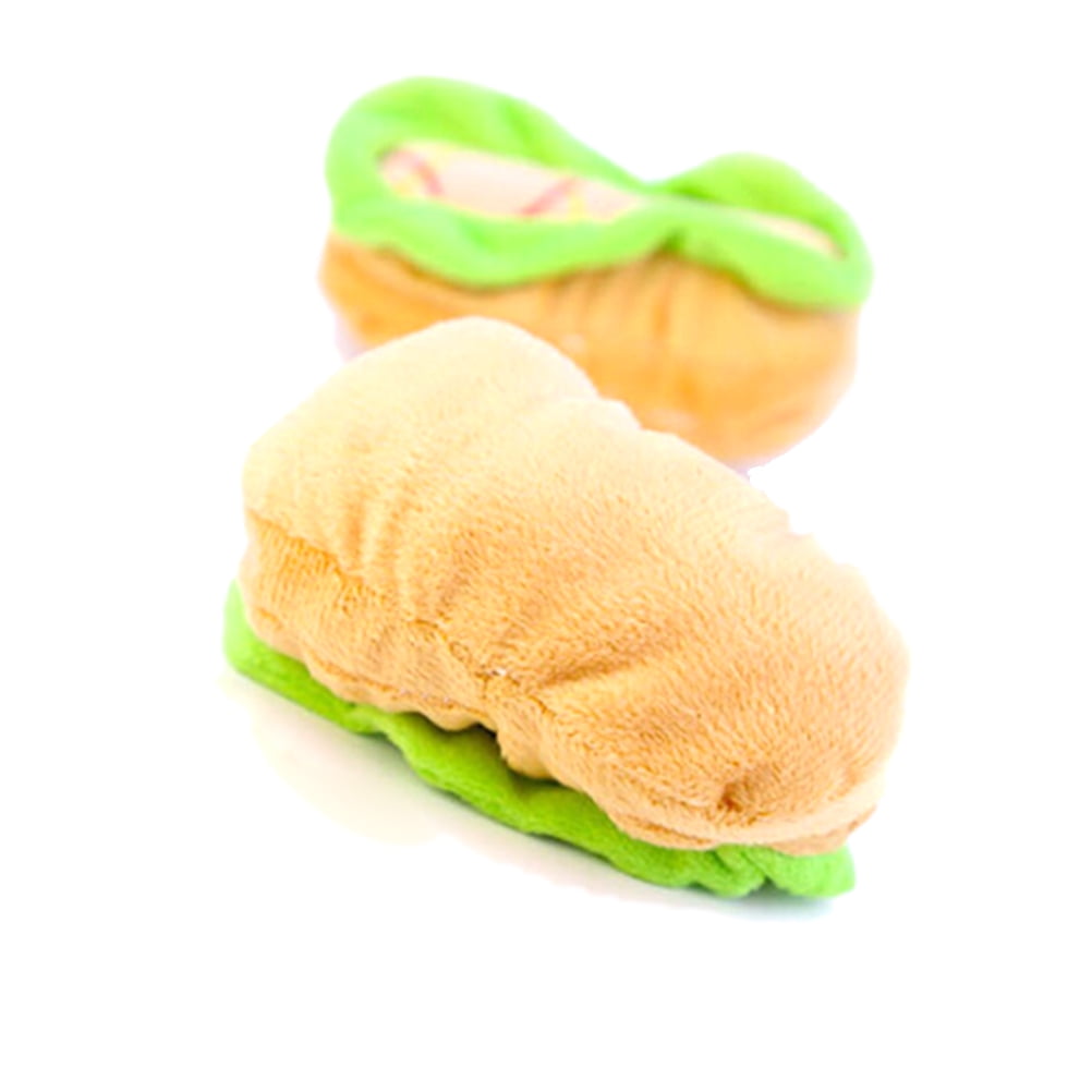 Cute Small Hamburger Shape Toy Strip Plush Pet Dog Cat Sound Squeakers
