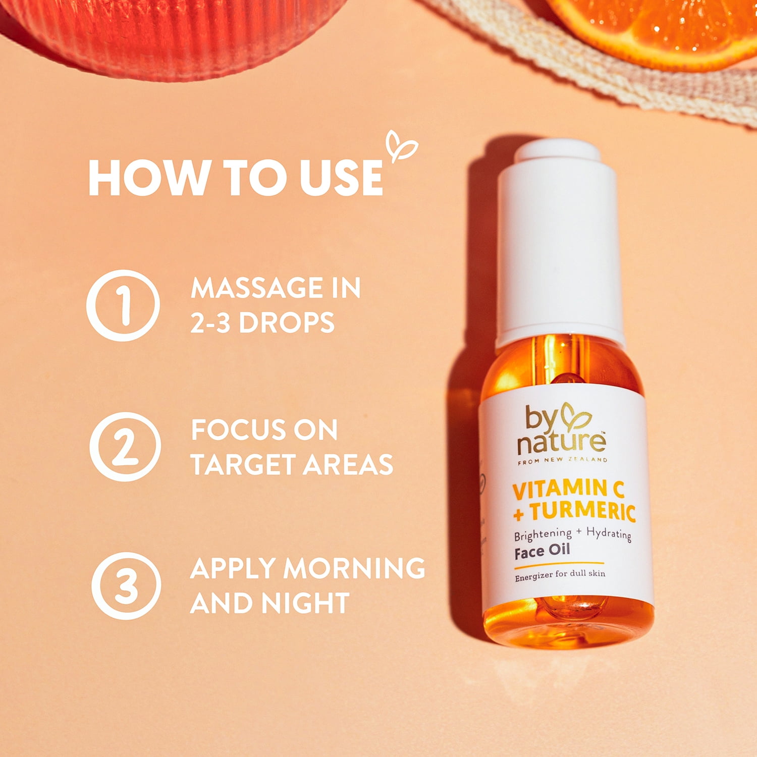 (6 pack) By Nature Vitamin C & Turmeric Brightening Face Oil for Dry Skin, 1 fl oz