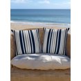 thumbnail image 5 of Outdoor Pillows Waterproof, Navy Blue Grey Striped Bedding Throw Pillows with Insert for Couch Sofa Bed, Modern Minimalist Ombre Lines 16x16 Inch Pillowcases Decorative Camping Patio Pillow Set of 2, 5 of 8