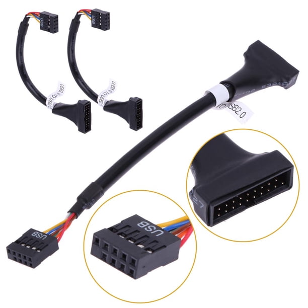 Cable USB 3.0 macho de 20 pines a USB 2.0 hembra de placa base de 9 pines