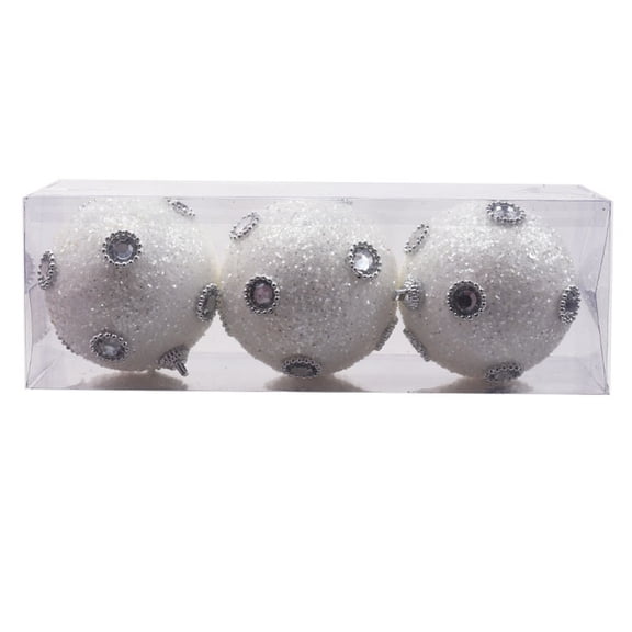 OKBOP Christmas Ornaments,3PCS Christmas Pearl Sequins Glitter Baubles Ball Tree Ornament Decoration 8CM