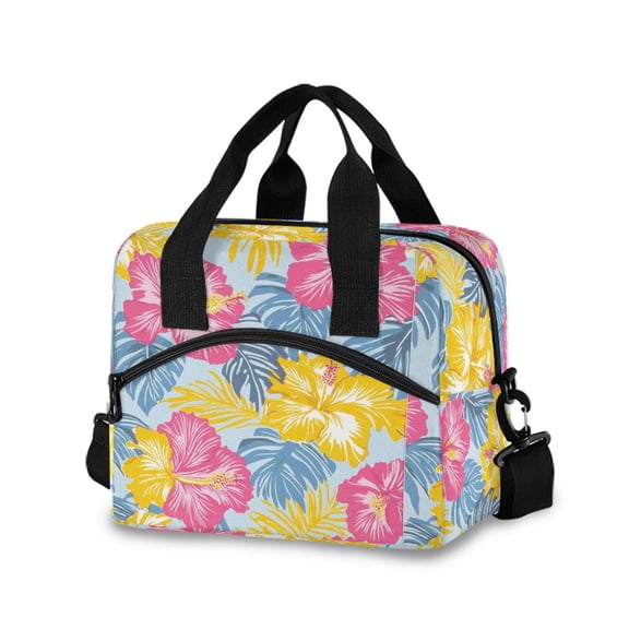 DIXRUYEE Lunch Bag Double Deck Lunch Cooler Box Tote Bag Fashion Tropical Bloom Printed