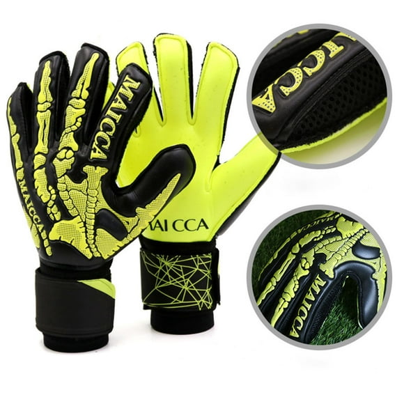 Guantes de portero Cola Antideslizante Protección de muñeca doble Protección Palma de Látex Negro Amarillo 8