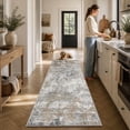 thumbnail image 6 of SIXHOME 2' x 10' Washable Runner Rug, Farmhouse Abstract Non-Slip Carpet,Soft Neutral Indoor Rug for Hallway, Bedroom, Bedside, Laundry Room & Kitchen, Brown, 6 of 7