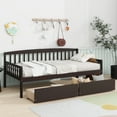 thumbnail image 3 of PAPROOS Twin Daybed with Storage, Solid Pine Wood Sofa Bed with 2 Drawers and Wooden Slats, No Box Spring Needed, Espresso, 3 of 10