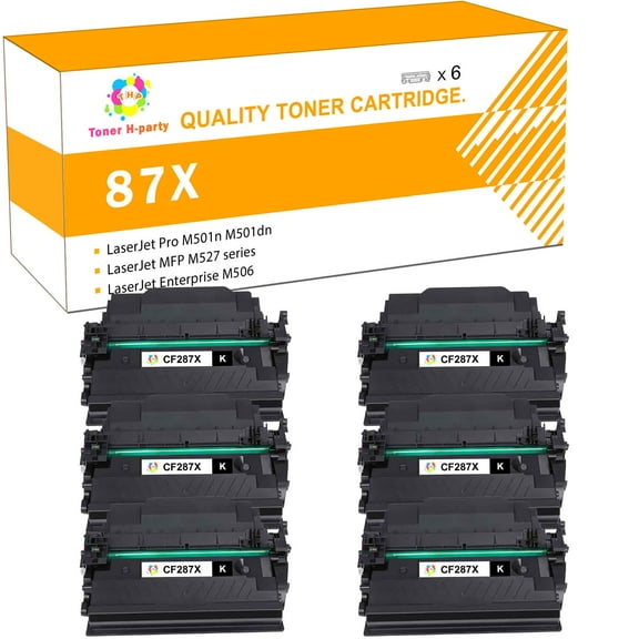 Toner H-Party 6-Pack Compatible Toner Cartridge for HP 87X CF287X 87A CF287A High Yield MFP M527 M501 M506 Series M506n M506x M506dn Pro M501n M501dn Printer Ink Black
