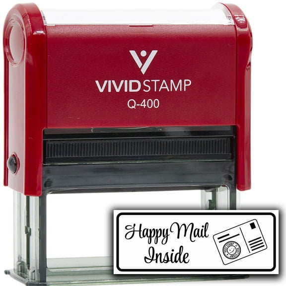All Quality Happy Mail Inside Self-Inking Rubber Stamp | Business and Packaging Stamps (Red Ink) - Q-400