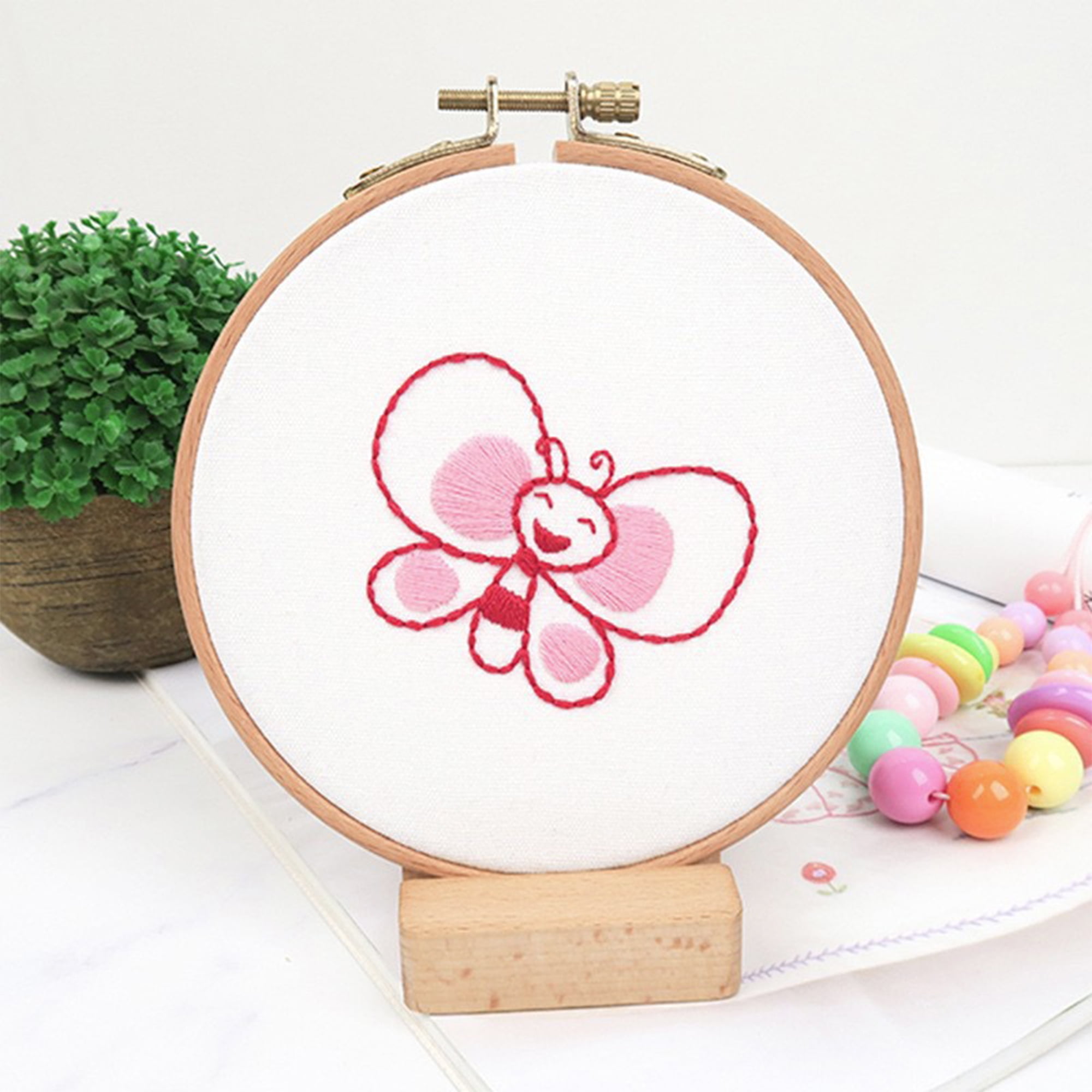6Pcs  Embroidery Kit for Kids Fun Pre-Stamped Designs DIY Hand Embroidery Set Needlepoint Kits for Beginners Cross Stitch Craft Sewing