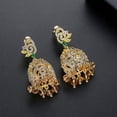 thumbnail image 5 of 14K Gold Indian Tassel Crystal Drop Earrings for Women,Vintage Palace Style Bell Shape Heavy Industry Dangle Earrings,Fashion Christmas Jewelry Gift for Her, 5 of 7