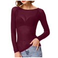 thumbnail image 4 of ZIXKCGDSE Lace Tops for Women See Through Long Sleeve Shirt Seamless Mesh Trendy Clothes Size XXL, 4 of 4