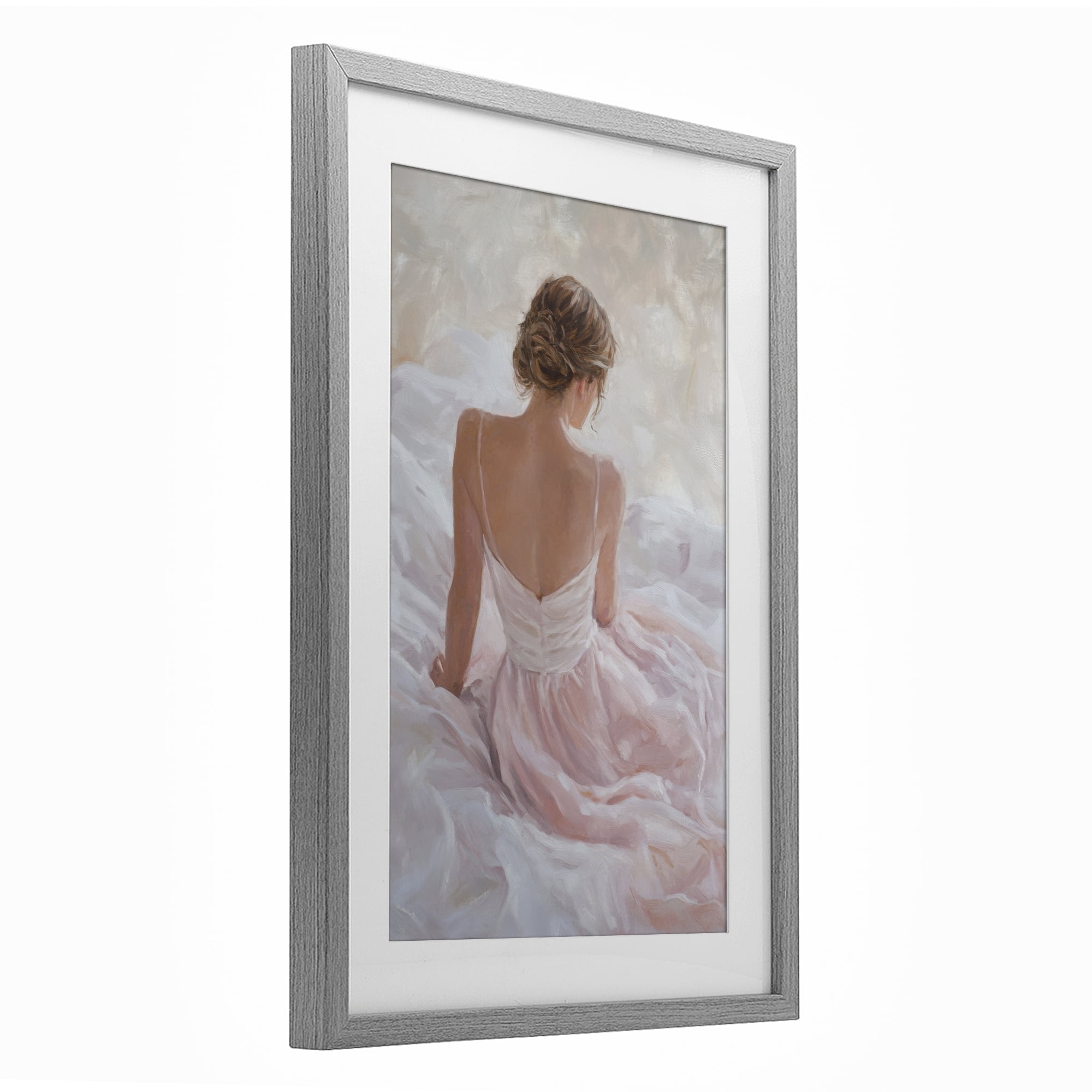 Stupell Industries Quiet Reflection in Pastel Pink Gray Framed Print Under Glass, design by Petal Prints Design