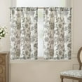 thumbnail image 1 of Floral Linen Tier Curtains 36 Inch Farmhouse Cafe Curtains Rod Pocket Country Flower Drapes for Small Windows for Kitchen Laundry Room Bathroom RV 2 Panels Light Filtering Grey on Beige, 1 of 8