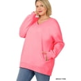 thumbnail image 3 of Zenana Women & Plus Basic Relaxed Long Sleeve V-Neck Sweatshirts w/Side Pockets, 3 of 3
