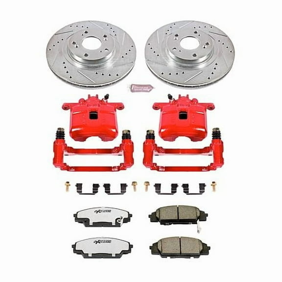 PowerStop Front Z26 Street Warrior Brake Pad and Rotor Kit with Red Powder Coated Calipers Fits: ACURA HONDA Select Models KC2439-26