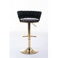 thumbnail image 5 of Swivel Height Adjustable Bar Stools Set of 2, Simple Velvet Bar Stools with Low Back and Gold Base, Counter Height Bar Chairs Luxury Gold Bar Stools for Kitchen Island, Pub and Dining Room, Black, 5 of 7