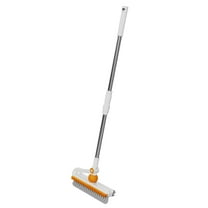 geerera Multifunctional Floor Scrub Brush with Long Handle,2 in 1 Scrape and Brush Shower Brush Scrubbing Brush Cleaning Brush for Bathroom,Kitchen,Tub,Grout,Tile