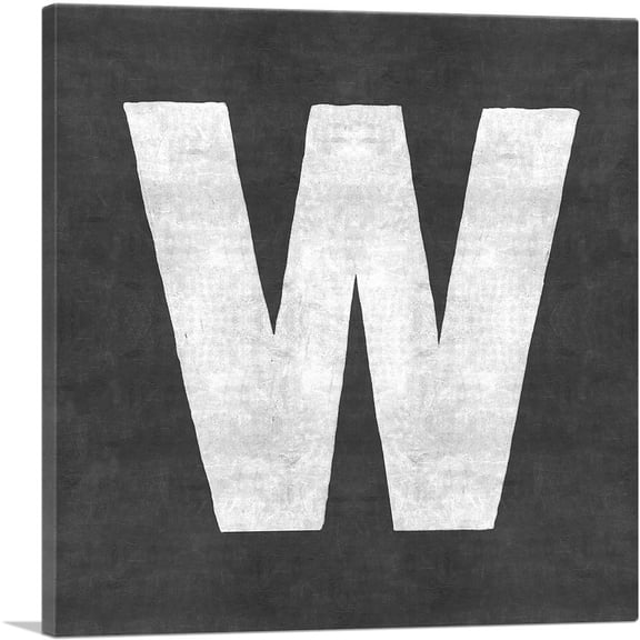 ARTCANVAS Chalkboard Alphabet Letter W Canvas Art Print - Size: 18" x 18" (0.75" Deep)