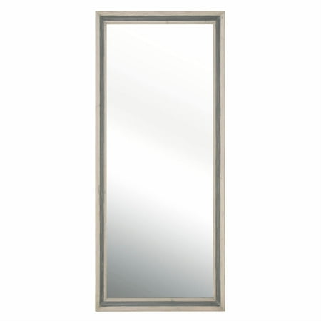 Reclaimed Heart Pine - Maklaine Mirror in Cream Elm and Gray Solid Reclaimed Pine