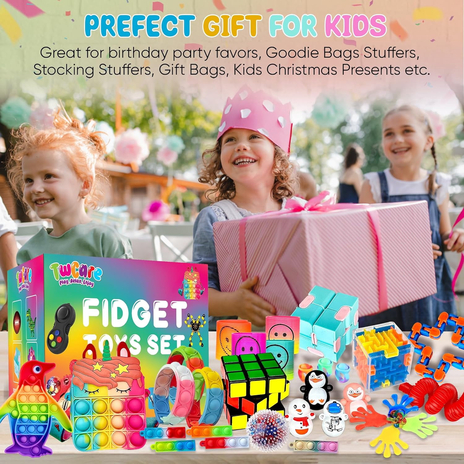 120 Pack Fidget Toys Set,Pop Sensory Party Favors Gifts for Kids Adults Boy Girl Stocking Stuffers Autistic Bulk Goodie Bag Filler Treasure Box Classroom Prizes School