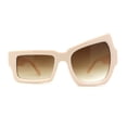 thumbnail image 1 of Womens Asymmetrical Raised Eyebrow Fun Diva Plastic Rectangle Sunglasses Ivory Brown, 1 of 5