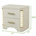 thumbnail image 4 of Beige Wood Bedroom With Led Lights & Nightstand Modern Queen - Lights, 7 Dresser, 4 of 6