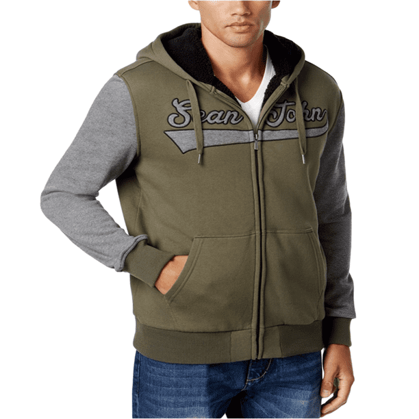 Sudadera con capucha y logo con forro de sherpa Sean John para hombre verde extragrande