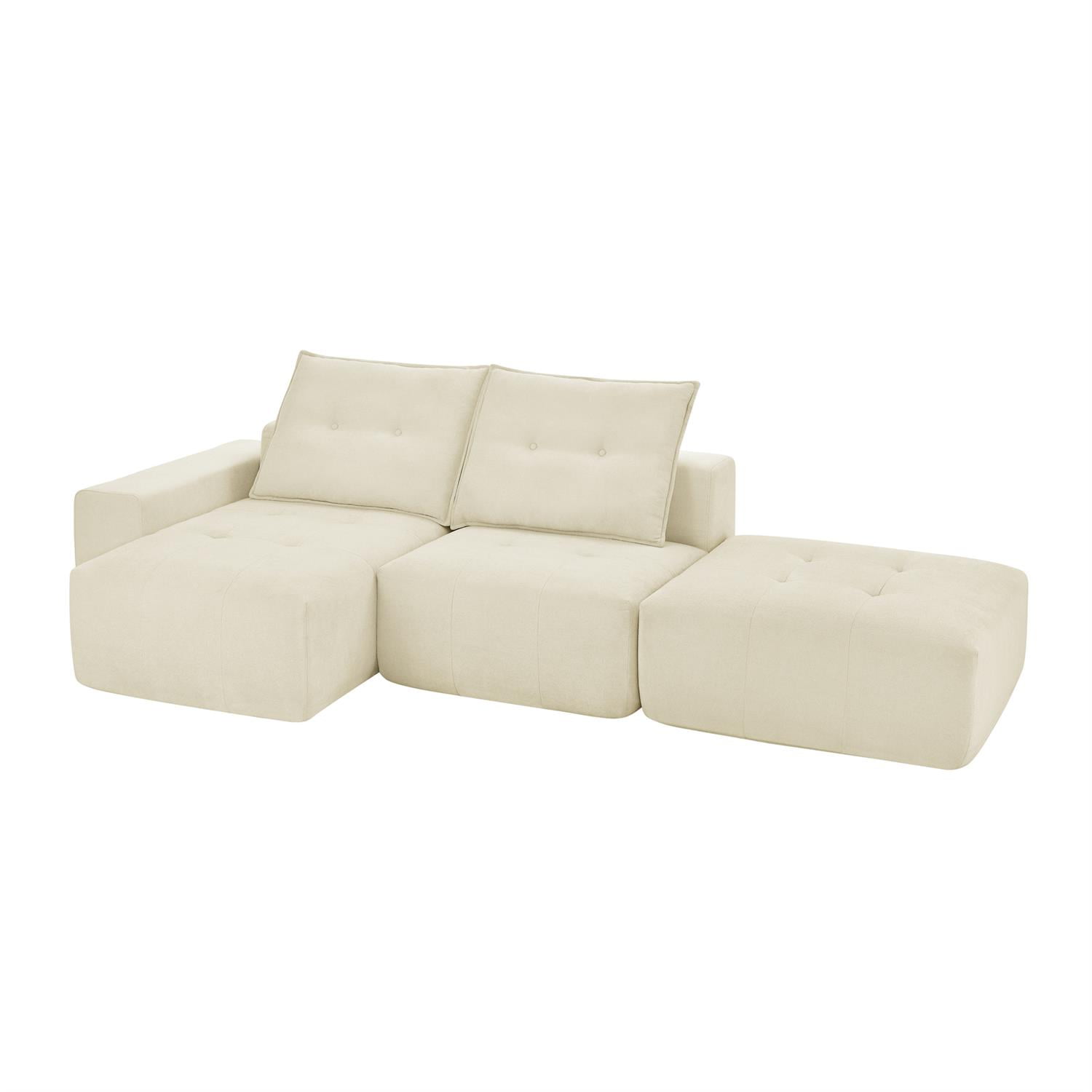 Demi Bonn 108" Modular L Shaped Sectional Sofa, Wide Deep Seat Convertible Linen Couch Set for Living Room & Office, No Assembly, Beige