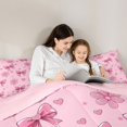 thumbnail image 4 of Manfei Pink Princess Bow Knot Queen Comforter Set,3D Cartoon Heart Print Comforter Sets Queen,Pink Reversible,3pcs,1 Comforter and 2 Pillowcases, 4 of 7
