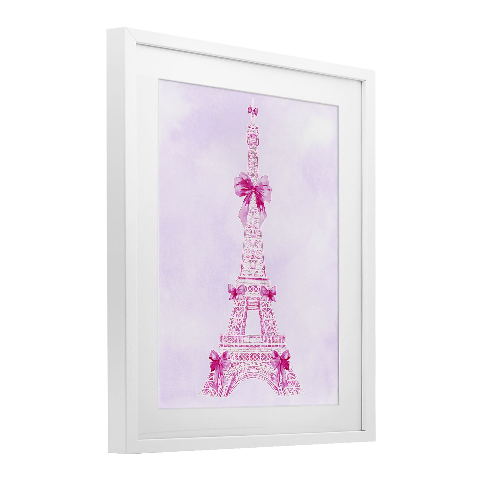 Stupell Industries Ribbon Bedecked Eiffel Tower White Framed Print Under Glass, design by Ziwei Li