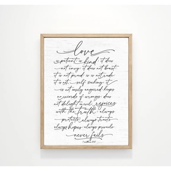 Love Is Patient Corinthians Bible Verse Scripture Wall Decor I Poster Or Gallery Home Decor UNFRAMED Poster, Wall Art for Decor, Present, 8x12