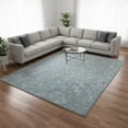 thumbnail image 2 of HomeRoots 673017 8 x 10 ft. Teal & Beige Abstract Geometric Washable Machine Made Rectangle Area Rug with UV Protection, 2 of 9